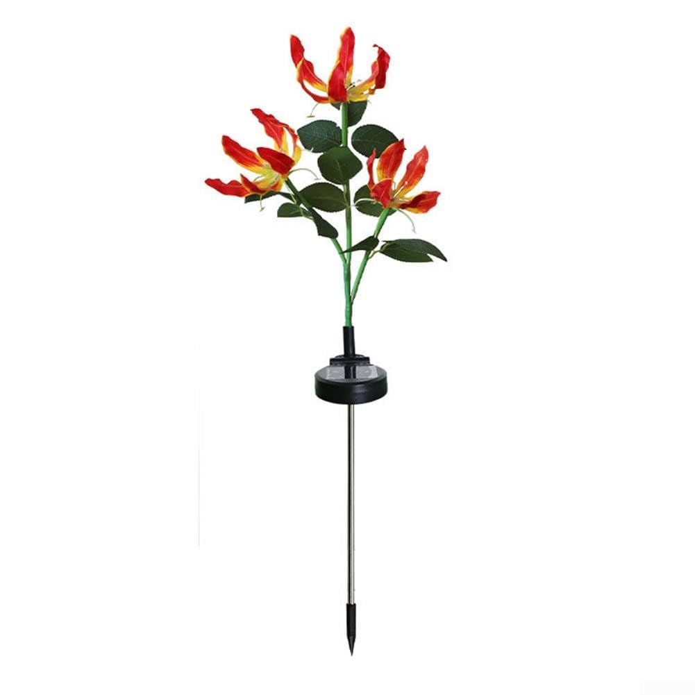CWOQOCW Solar Garden Lights Outdoor Decorative Flame Lily Flower Stake Light LED Landscape Lighting for Lawn Patio Pathway Yard