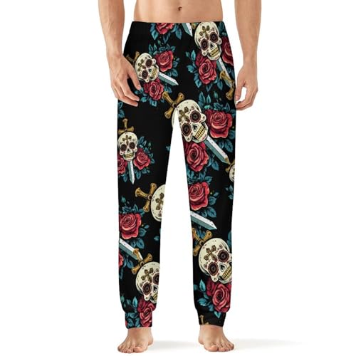 Ancient Sword Skull Men's Pajamas Pants Lightweight Sleep Lounge Pant Pjs Bottoms Casual Sleepwear