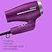 Conair Worldwide Folding Handle Hair Dryer with Concentrator & Diffuser, 1875W Travel Blow Dryer with Smart Voltage Technology, Ionic Conditioning Fights Frizz, 3 Heat & 2 Speed Settings, Purple