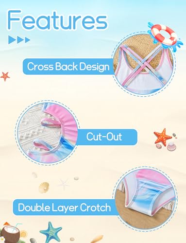 SEAUR Girls One Piece Swimsuit Summer Beach Cut Out Swimwear Criss Cross Back Bathing Suits Kids Hawaiian Swim Suit4