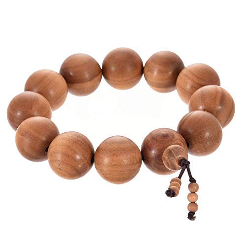 RDK Handcrafted Original Unisex White Sandalwood Charm Bracelet Safed Chandan Wristband for Meditation Pooja Chanting Wearing Jewelry Prayer Beads (Bead Size 14 MM)
