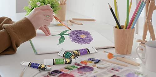 Myartscape Travel Paint Brush Set, 7 Ultra Short-Handle Brushes With Case Holder - For Watercolor, Gouache And Acrylic - Synthetic Hair - Ideal For Plein Air Painting - Art Supplies #TOP7