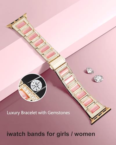 Image of Zitel Bling Rhinestone Metal Band Compatible with Apple Watch Straps for Women Girls Sparkling Shiny Wristbands