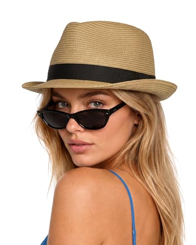 Zylioo Sonnenhut XL/XXL Strohhut Großen Kopf Hut UPF50+ Sommerhut Trilby Fedora Hut Kubanischer Strandhut