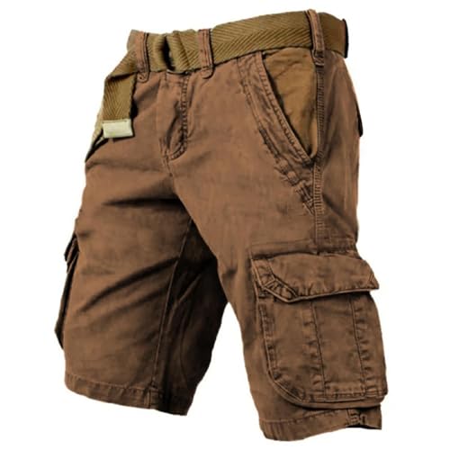 Short homme cargo court en coton uni avec multi poches cargo amples pour le running outdoor