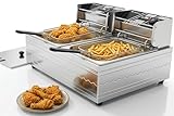 GUTSTARK Freidora de Aceite Doble Cesta Capacidad 12L Electrica 3400W Acero Inoxidable Control Temperatura Independiente 60...