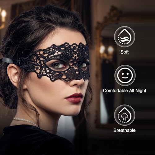 Image of Exlinonline Lace Masquerade Mask Elastic,Fit for Adult,Soft Gentle Material,Specially For Costume,Thememed Party