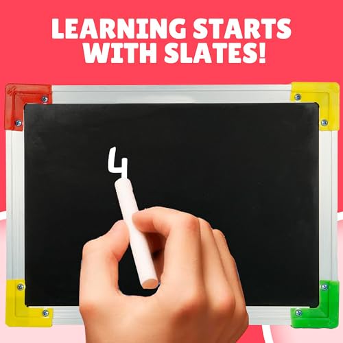 Image of DAHSHA 2 in 1 Double SidedSlate for Kids Double Side Slate Board with Colorful Aluminum (Slate 123 Version)