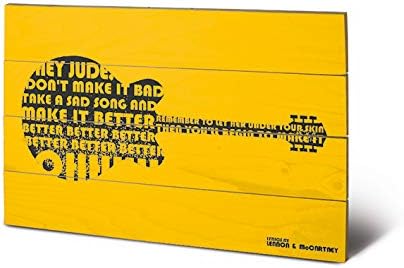 Lyrics by Lennon & McCartney Hey Jude Guitar Wooden Wall Art, Multicolour, 40 x 59 cm