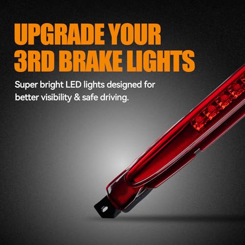 Image of Third 3rd Brake Light LED for 2002-2009 Chevy Trailblazer GMC Envoy, High Mount Rear Brake Lights Assembly for 04-07 Buick Rainier, Waterproof Center Cab Lamp Stop Light (RED)