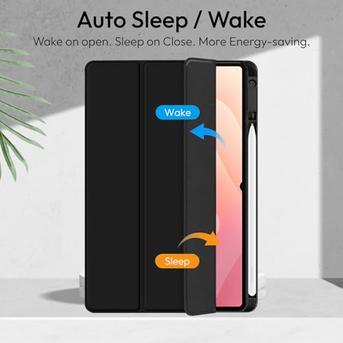 Image of Robustrion Cover Case for Samsung Galaxy Tab S11 Ultra 14.6 inch Cover with [S-Pen Holder], Hybrid Flip Cover Case for Samsung S11 Ultra Tablet 14.6 inch with Transparent Back [Auto Sleep Wake] - Black