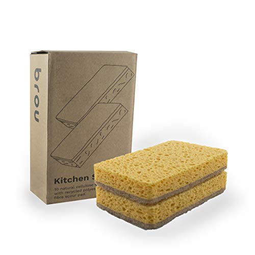 BROU | Premium Natural Kitchen Sponge | Natural Fibre | Eco-Friendly | Vegan | (10)