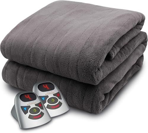 Biddeford Blankets Micro Plush Electric Heated Blanket with Digital Controller Queen Taupe