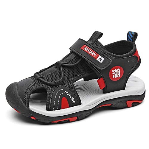 Eliogn Boys Girls Breathable Closed Toe Sports Sandals Summer Fashion Water Sandals Lightweight Non-Slip Beach Sandals for Kids