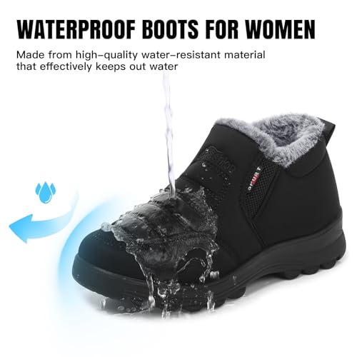 SHIBEVER Womens Snow Boots Ankle Booties Waterproof Winter Boots Synthetic Leather Side Zip Fashion Boots3