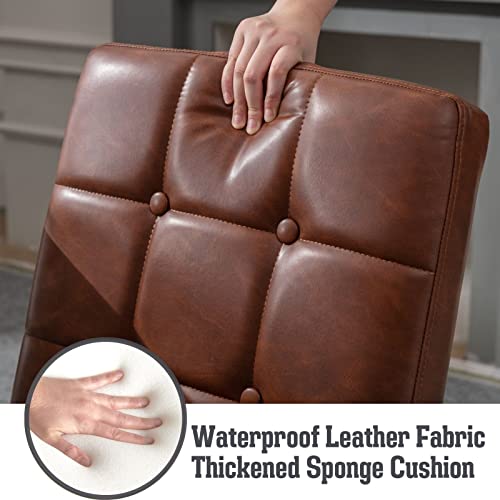 Rocity Upholstered Dining Chairs With Dining Bench Set Of 5 Brown Leather Dining Room Chairs With Back Modern Side Chairs With Metal Legs, Button Tufted Chairs #TOP1