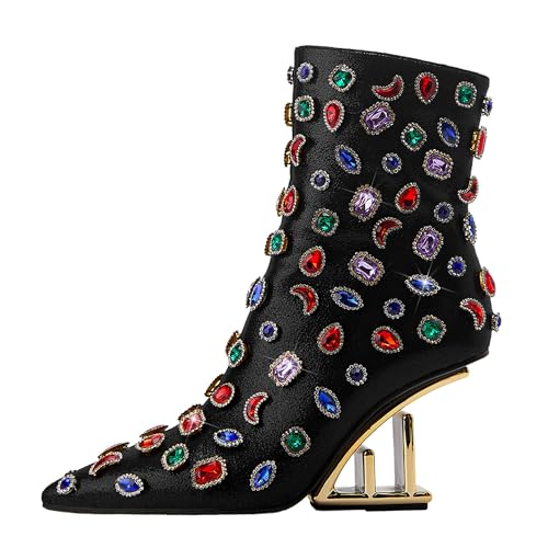 Bottines femme talon sculptural grandes tailles bout pointu ajustable