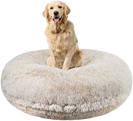 Bessie and Barnie Bagel Dog Bed - Extra Plush Faux Fur Dog Bean Bed - Circle Dog Bed - Waterproof Lining and Removable Washable Cover - Calming Dog Bed - Multiple Sizes & Colors Available