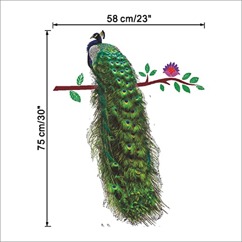 Sworna Nature Series Flower Peacock Garden Vinyl Removable Diy Wall Art Mural Sticker Decor Decal - Lady's Bedroom Office Sitting Living Room Hallway Kitchen Glass Door Window Nursery 26" H X 23" W #TOP7