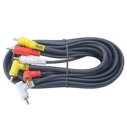 Yovus Triple RCA Stereo Audio and Video Cable - Right Angle to Straight 12 FT Long