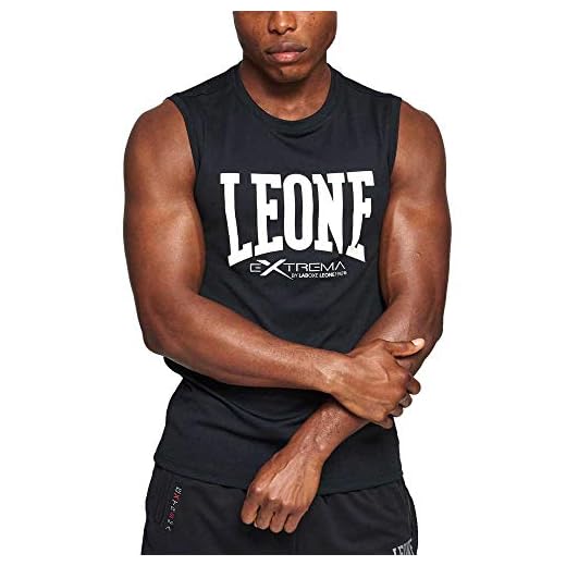 LEONE 1947, Logotipo Sin Mangas, Hombre, Negro, M, ABX103