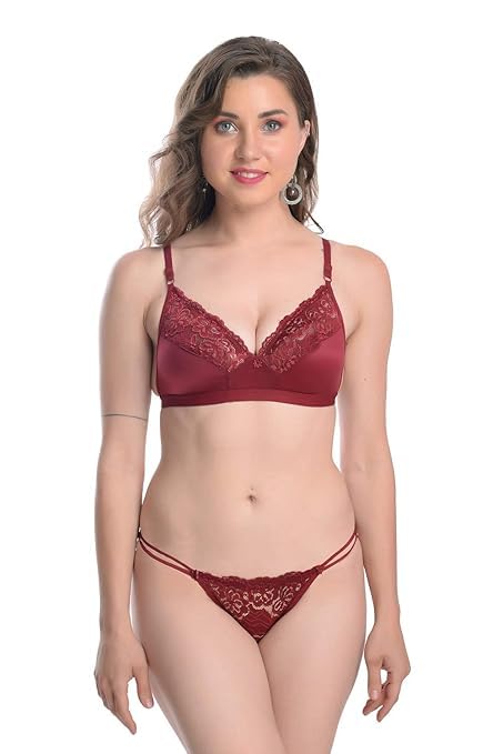 vadik Women's Non Padded Cotton Honeymoon Lingerie/Bra Panty/New Bridal/Sexy Lingerie Set for Regular Wear-picture-18