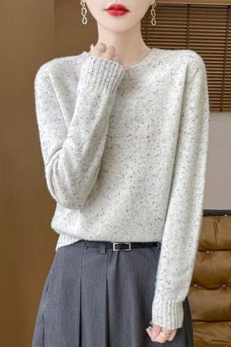 100% Merino Wool Sweaters Women's Female Fall Winter Knitted Thick Crew Neck Pullover Long Sleeves Loose(WQ289)2