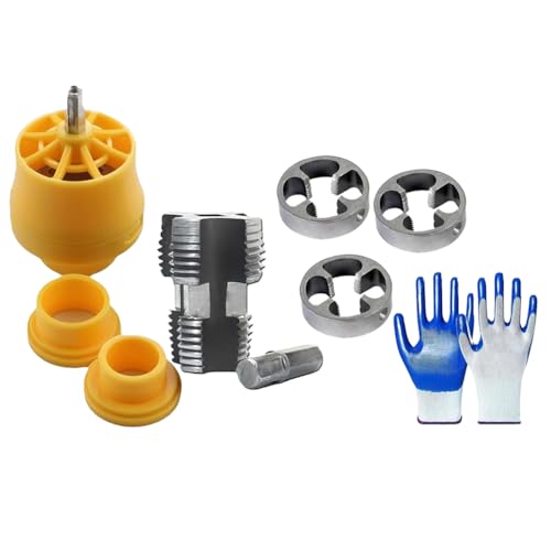 Eoslcusmvl Kit de Roscador de Tubos de PVC Compatible con Taladro Eléctrico con Varios Tamaños de Troquel, Herramienta para Hacer Roscas de PVC para Taladro Eléctrico