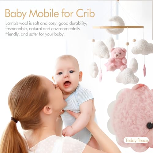 image for EERKEOD Baby Crib Mobile Bear Nursery Mobile for Boys Girls Teddy Velv