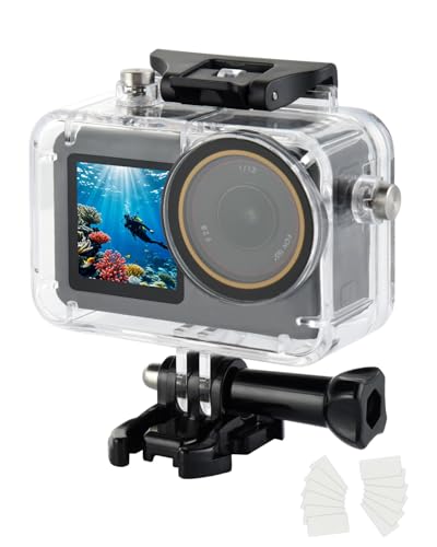 UTEBIT 50M Boîtier étanche pour Caméra DJI Osmo Action 5 Pro/4/3 Boîtier étanche Boîtier de Plongée sous-Marine pour Caméra d'action avec Accessoires de Montage (Transparent)