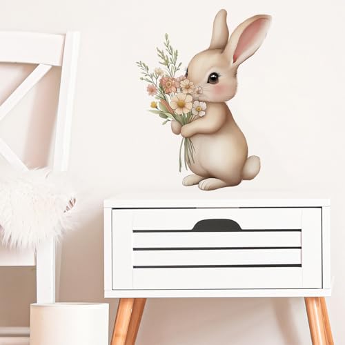 Vinilos Decorativos Adorable Conejo Acuarela Floral Extraíble miniatura 3