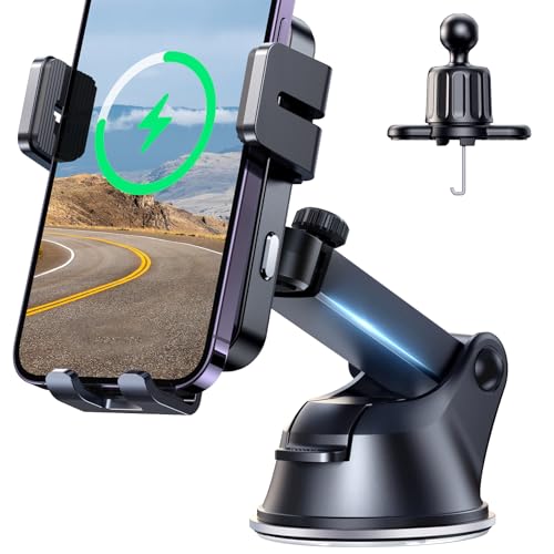Wireless Car Charger,15W Qi Fast Charging Car Charger Phone Holder Mount, Auto-Clamping Alignment Windshield Dashboard Air Vent Cell Phone Holder for iPhone 15 Pro Max/15 Pro, Galaxy S23/S22 etc