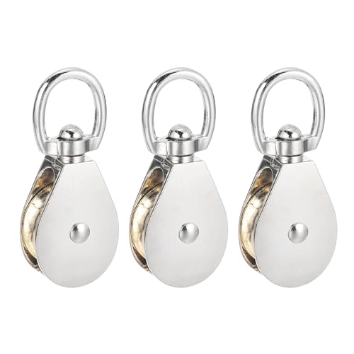 Poulie à câble unique PATIKIL 36mm en zinc argenté pour corde de gym et poulailler (Lot de 3)