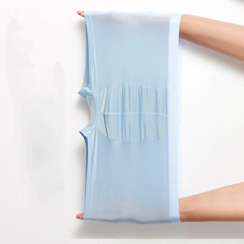 Large Size 4XL-10XL Fashion Ice Silk Underwear Men High Waist Breathable Boxer Briefs Soft Skin-Friendly Panties(Color:Black,Size:7X-Large)4