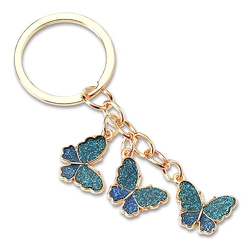 Blue Butterfly Keychain Butterfly Car Backpack Accessories for Women Girls Butterfly Key Chains Party Favors Birthday Christmas Gifts for Best Friend Mom Daughter Rhinestone Butterfly Keychains image 3