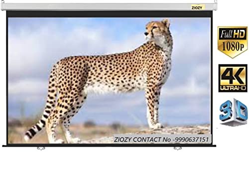 Image of Wall Type Pull Down Spring Action Projector Screen, Size: - 6 Ft. (Width) x 4 Ft. (Height), 84 Inch Diagonal, 4:3 Aspect Ratio, UHD-3D-4K Compatible, No Autolock Feature (White)