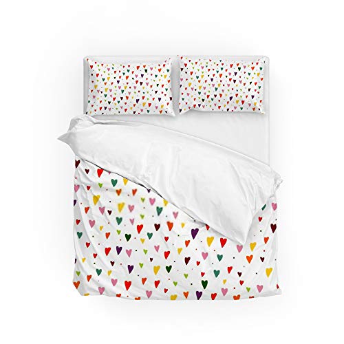 Parure de lit imprimé cœurs colorés housse de couette polyester résistant