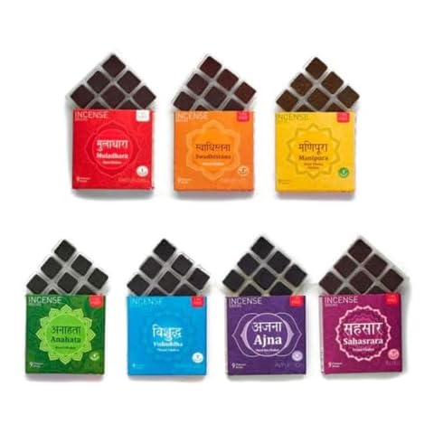 7 Chakra Incense Brick Refill by Aromafume | 7 x 9 Bricks | Smokeless Incense Set for Chakra Balance | Yoga & Meditation Gifts | Incense Kit for Plexus, Root Chakra & More | Non-Toxic Cover