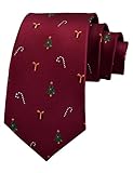 Mens Christmas Ties Burgundy Holiday Festival Necktie Boys Funny Vacation Xmas Tree Tie for Party (TA03-03)