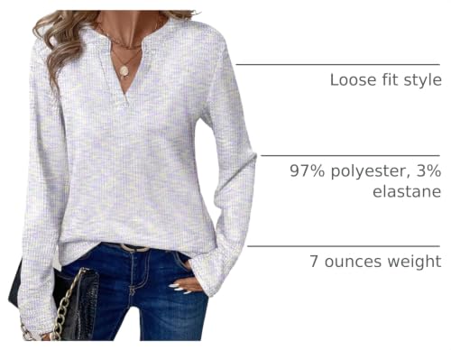 Image of Dokotoo Womens V Neck Long Sleeve Waffle Knit Tops Dressy Casual Sweater Fall Fashion 2026
