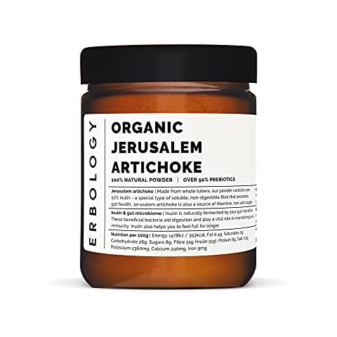 100% Organic Jerusalem Artichoke Powder 150g - Over 50% Prebiotic Inulin - Gut Health - Straight from Farm - Vegan and Gluten-Free - Non-GMO - No Additives or Preservatives - Recyclable Glass Jar Cover