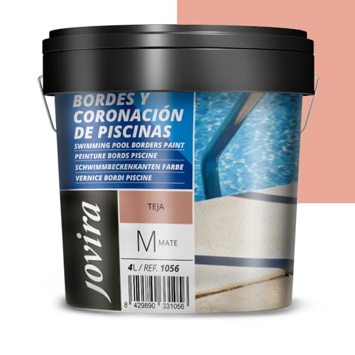JOVIRA PINTURAS Pintura Bordes y Coronación de Piscinas. Antideslizante especial para renovar los bordes de las piscinas. (4 Litros, Teja)