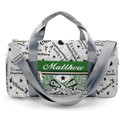 Custom Green Cheerleaders Coach Pom Stars Duffel Bag with Name Child Kids Adjustable Shoulder Strap Travel Bag for Boys Girls Teens2