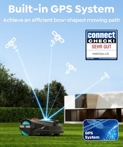 Image of M800Plus Robot Lawn Mower - GPS Navigation, Wire-Free Boundary, Smart App Control, Rain Sensor, Auto Return & OTA Updates (1 /5 Acre Coverage), Obstacle Avoidance, Adjustable Cutting Height
