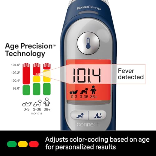 braun thermoscan 7 connect digital ear thermometer - family care app compatible age precision technology color-coded display no 1 brand recommended by pediatricians