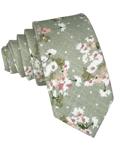 Image of Kebocis Mens Skinny Cotton Floral Tie for Men