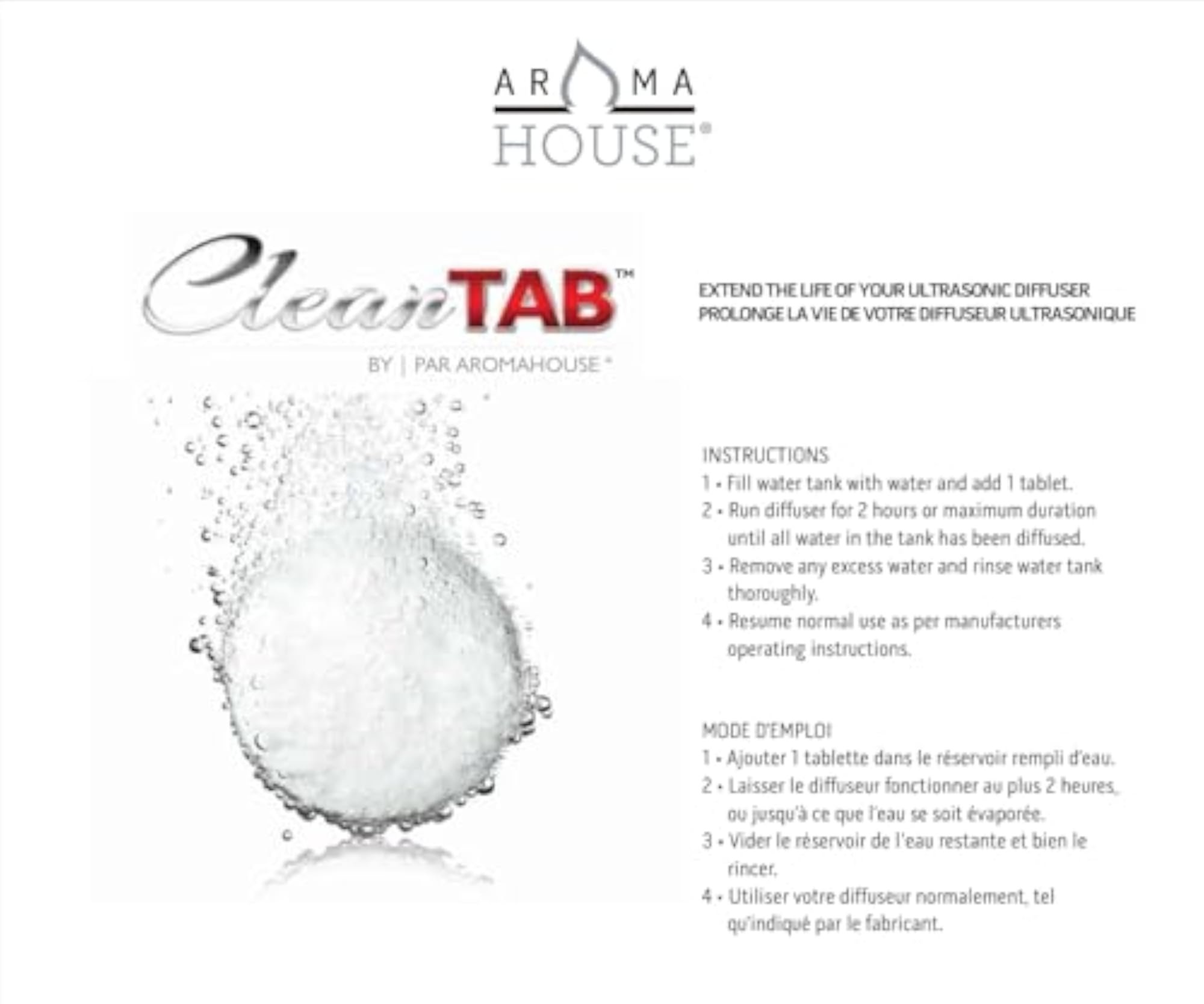 Aromatherapy Diffuser Clean Tabs, 6 Pack for Ultrasonic Diffusers