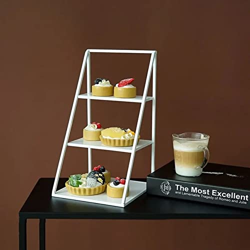 3 Tier Modern Metal Cupcake Stand, Ivory White Buffet Stand Food Holder Or Retail Tabletop Shelf Decor, Display Riser Dessert Appetizer Collections Shelves For Tea Party, And Wedding #TOP4