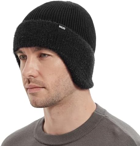 Wmcaps Winter Fleece Lined Beanie with Earflaps for Men Women Outdoor