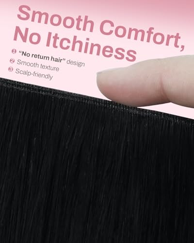 Image of Moresoo Human Hair Clip in Extensions, Seamless Genius Weft, Real Hair | Clip in hair extensions remy hair, jet black, 22inch 130g 7pcs, for weddings, deep black long volume for strong visual impact